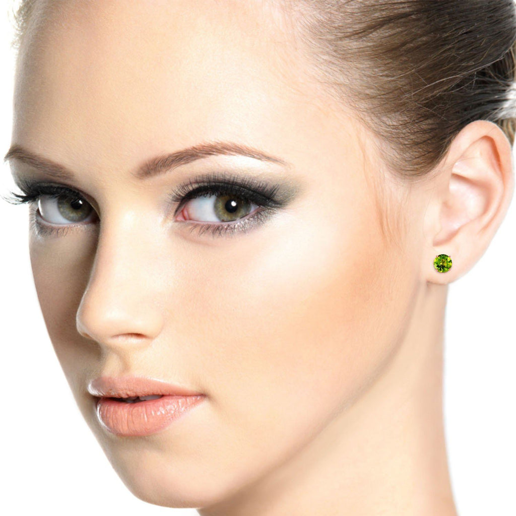 0.95 Carat 14K Rose Gold Petite Peridot Stud Earrings