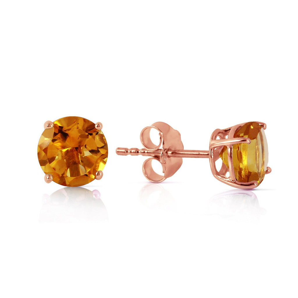 0.95 Carat 14K Solid Rose Gold Petite Citrine Stud Earrings