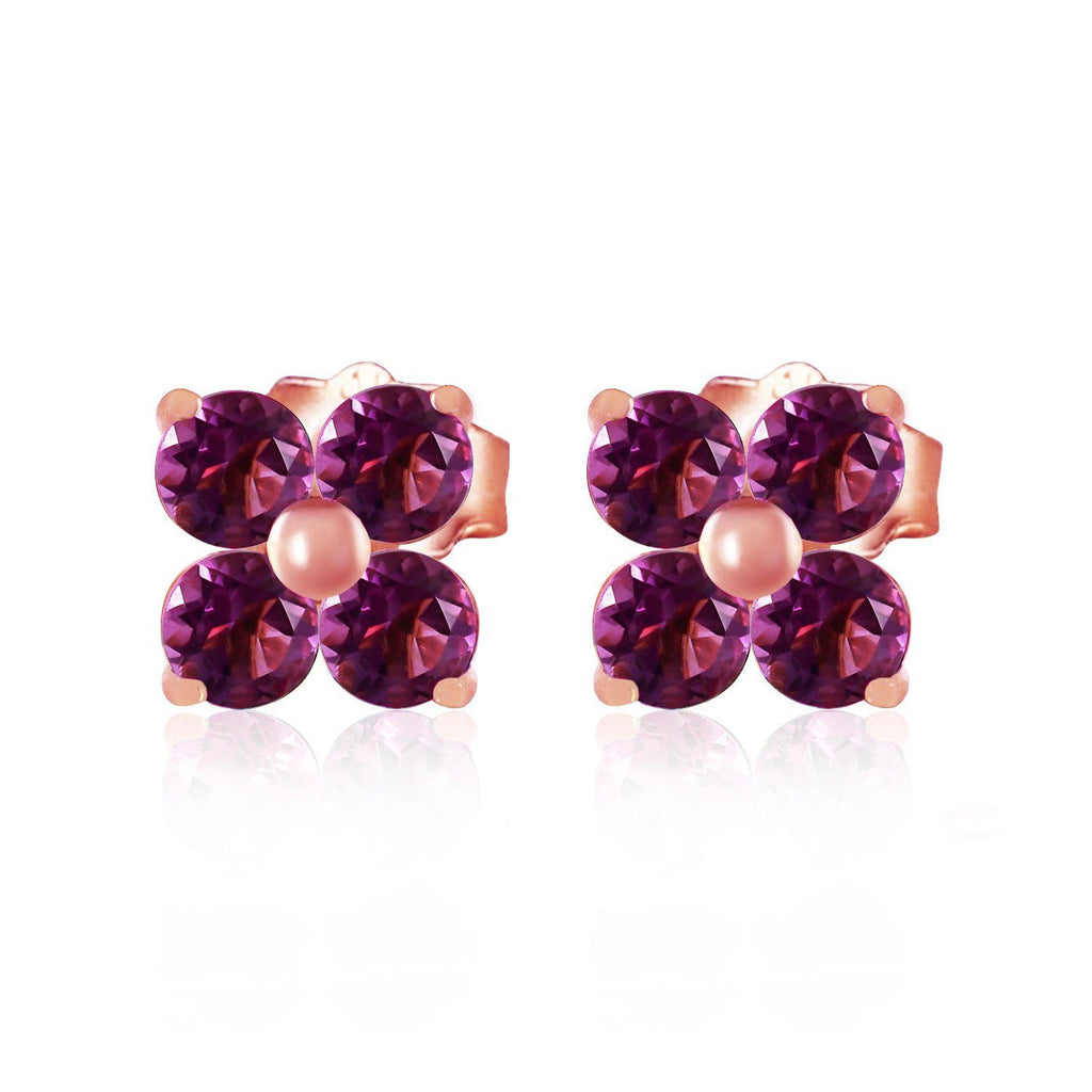 1.15 Carat 14K Rose Gold Diana Amethyst Stud Earrings