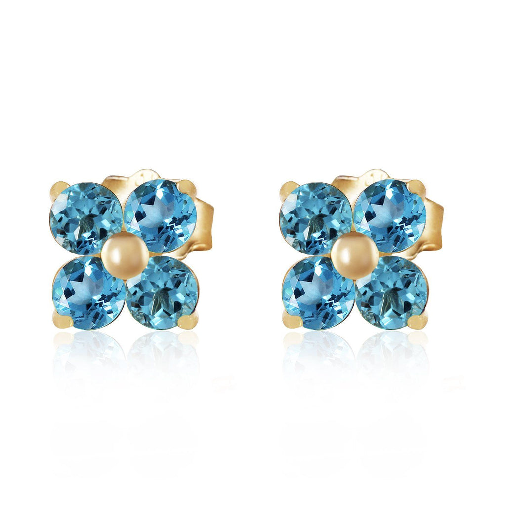 1.15 Carat 14K Rose Gold Stud Earrings Blue Topaz