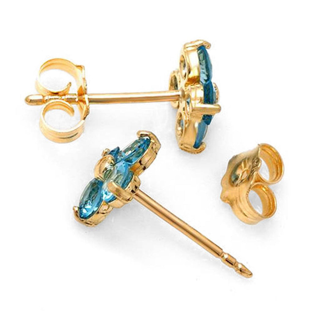 1.15 Carat 14K Rose Gold Stud Earrings Blue Topaz