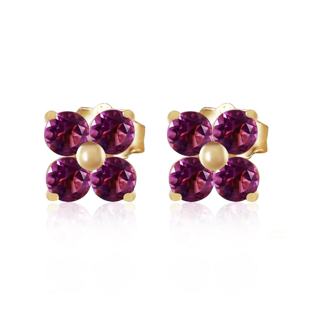 1.15 Carat 14K White Gold Purple Splash Amethyst Earrings