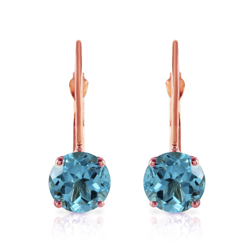 1.2 Carat 14K Solid Rose Gold Solitaire Blue Topaz Earrings