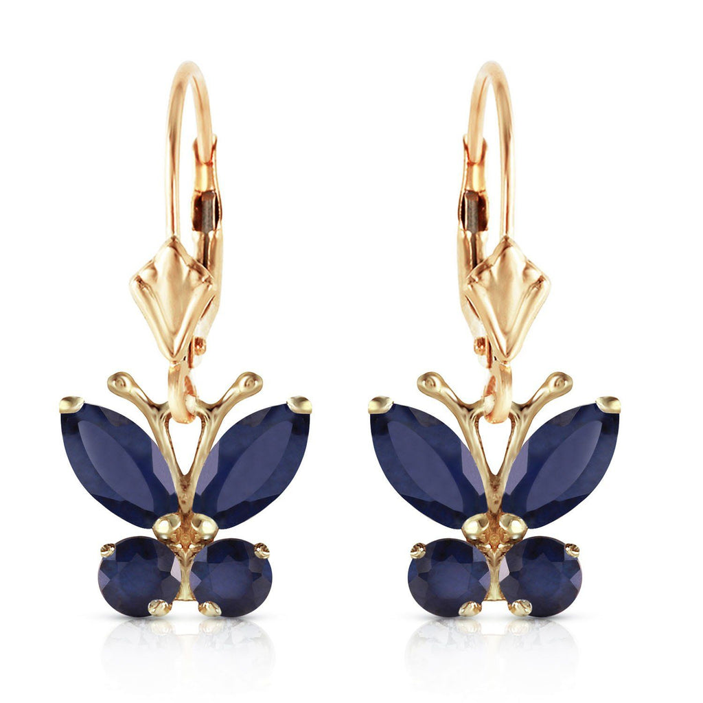 1.24 Carat 14K Gold Butterfly Earrings Sapphire