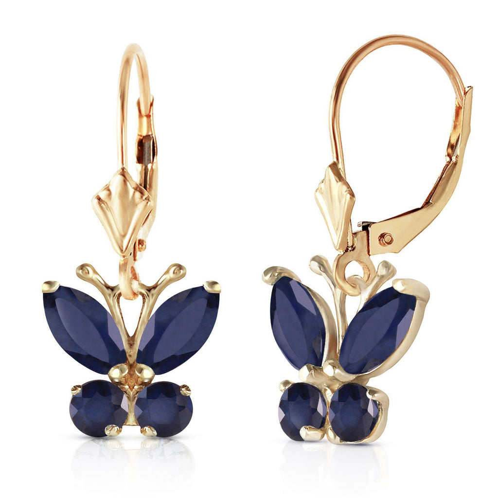 1.24 Carat 14K White Gold Butterfly Earrings Sapphire