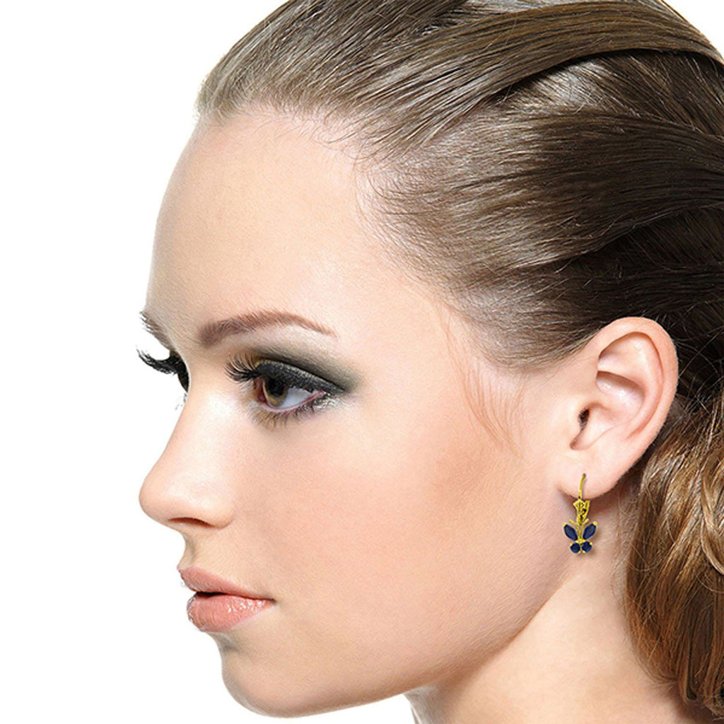 1.24 Carat 14K White Gold Butterfly Earrings Sapphire