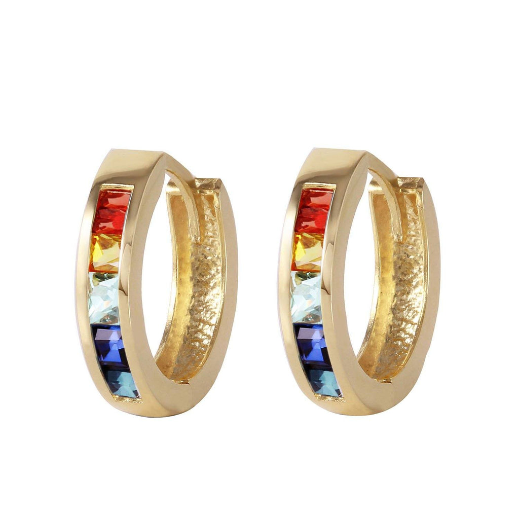 1.3 Carat 14K Gold Hoop Earrings Multicolor Sapphire