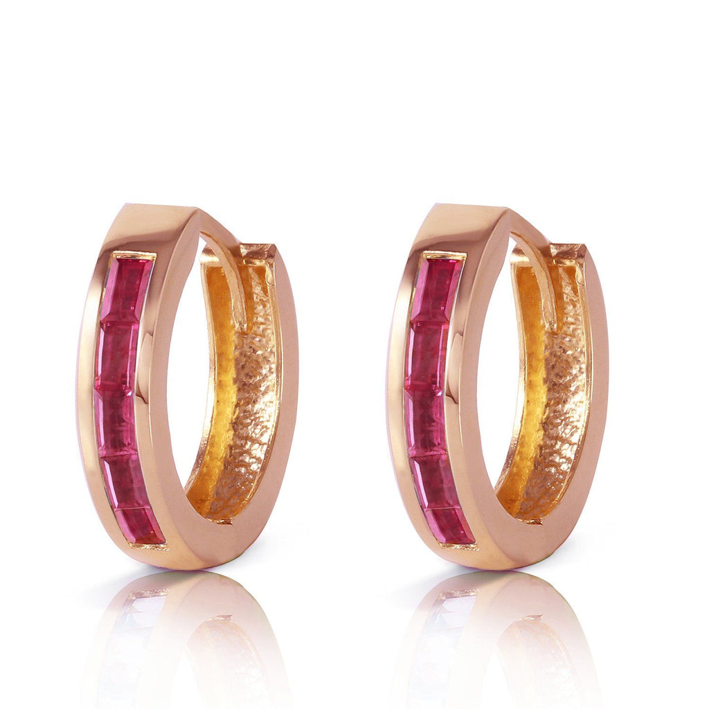 1.3 Carat 14K Gold Hoop Earrings Natural Ruby