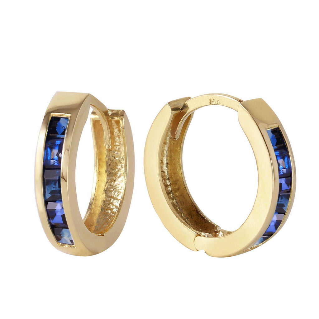 1.3 Carat 14K Gold Hoop Earrings Natural Sapphire