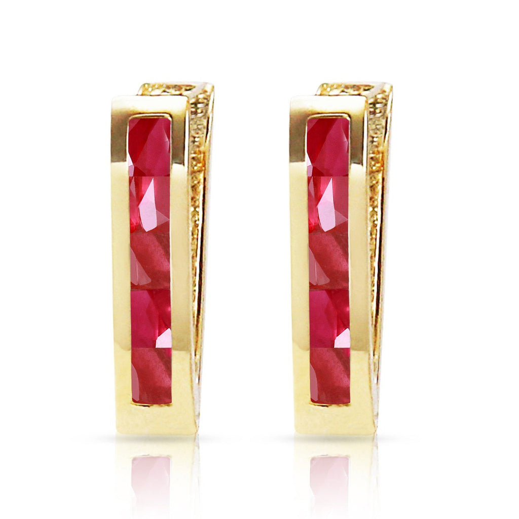 1.3 Carat 14K Gold Oval Huggie Earrings Ruby