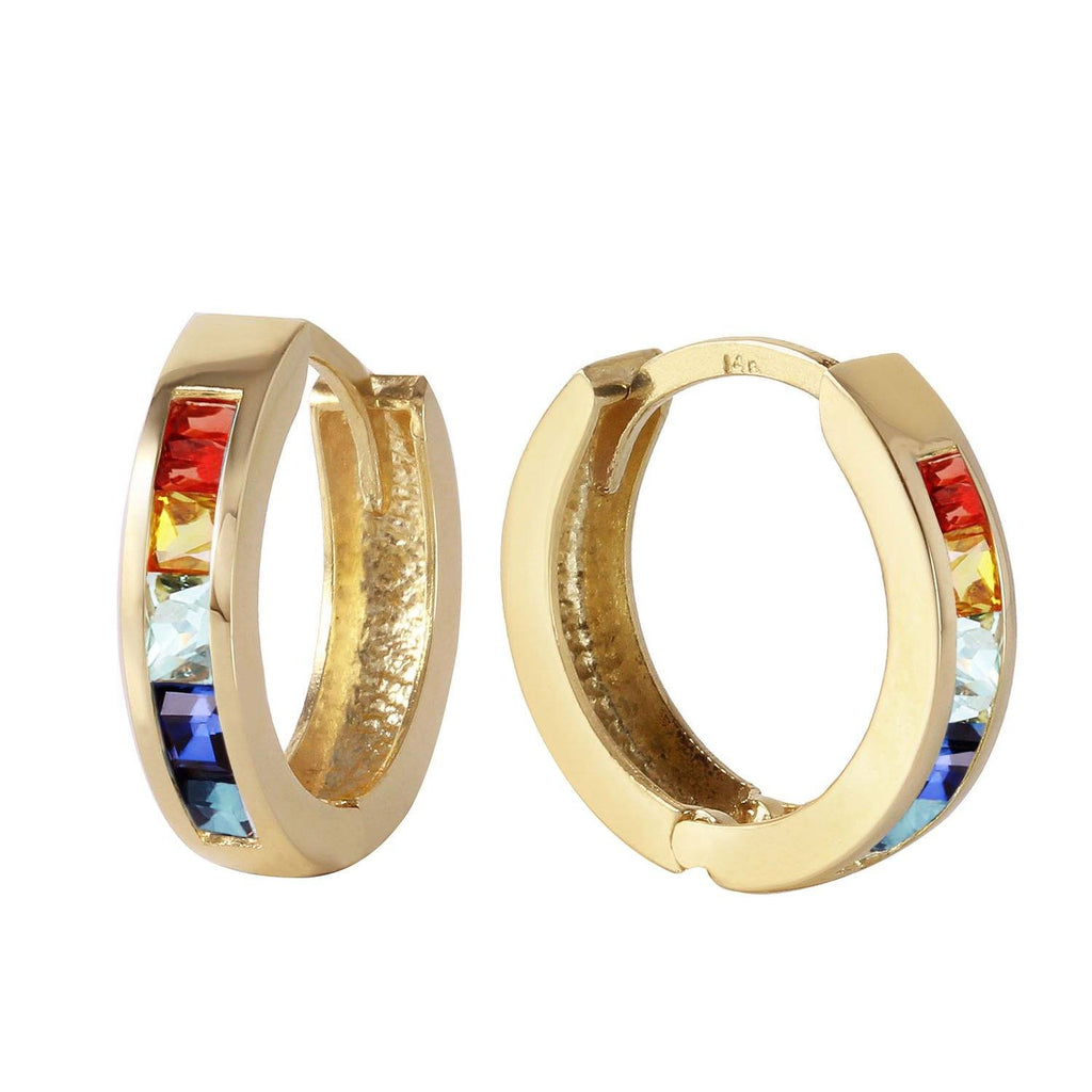 1.3 Carat 14K Rose Gold Hoop Earrings Multicolor Sapphire