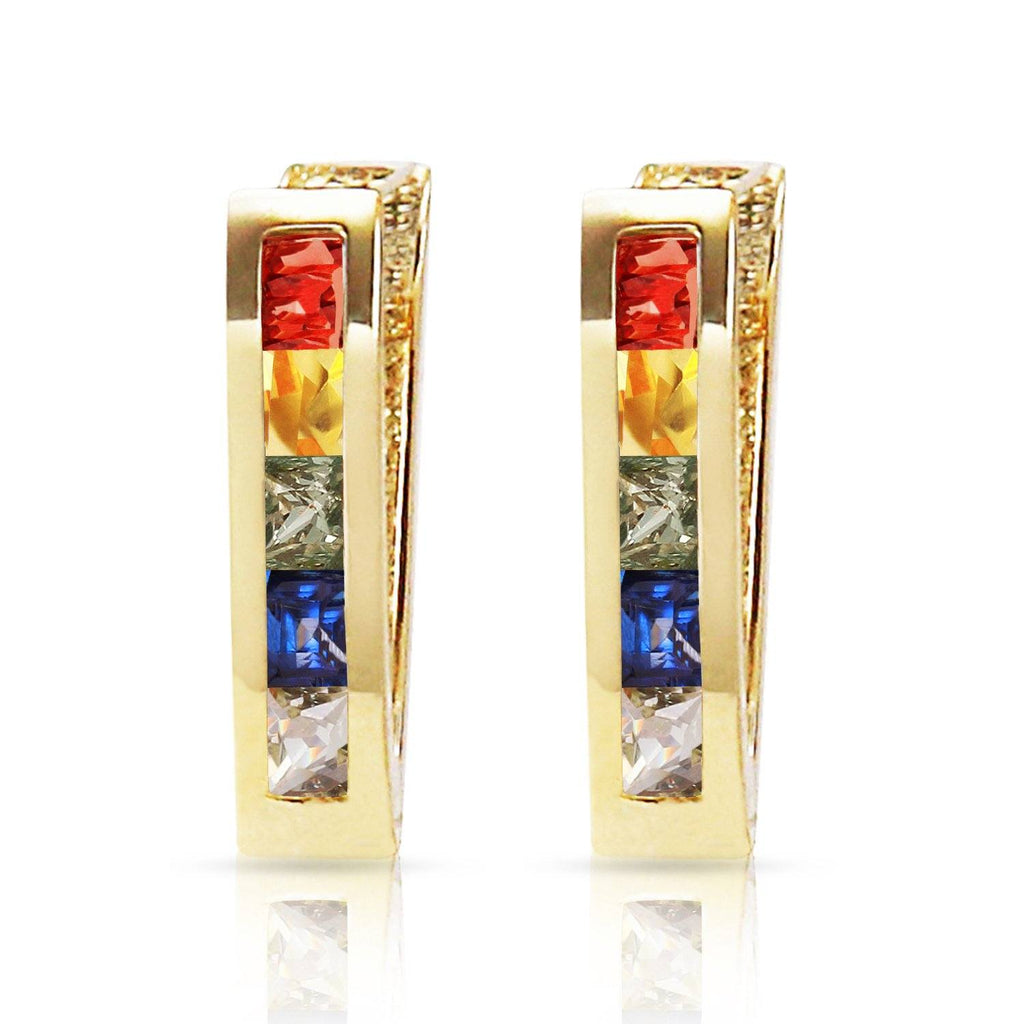 1.3 Carat 14K Rose Gold Huggie Earrings Multicolor Sapphire