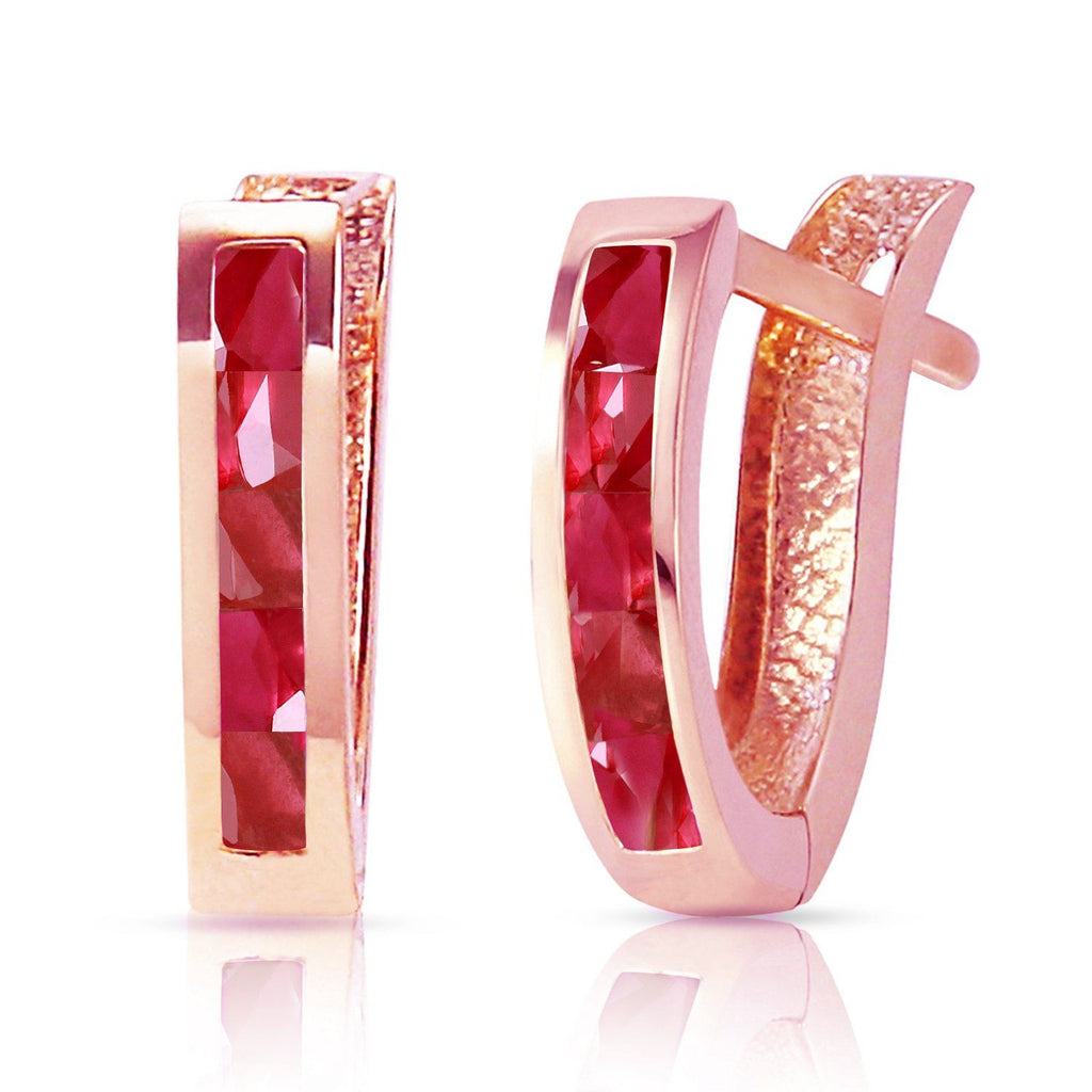 1.3 Carat 14K Rose Gold Oval Huggie Earrings Ruby
