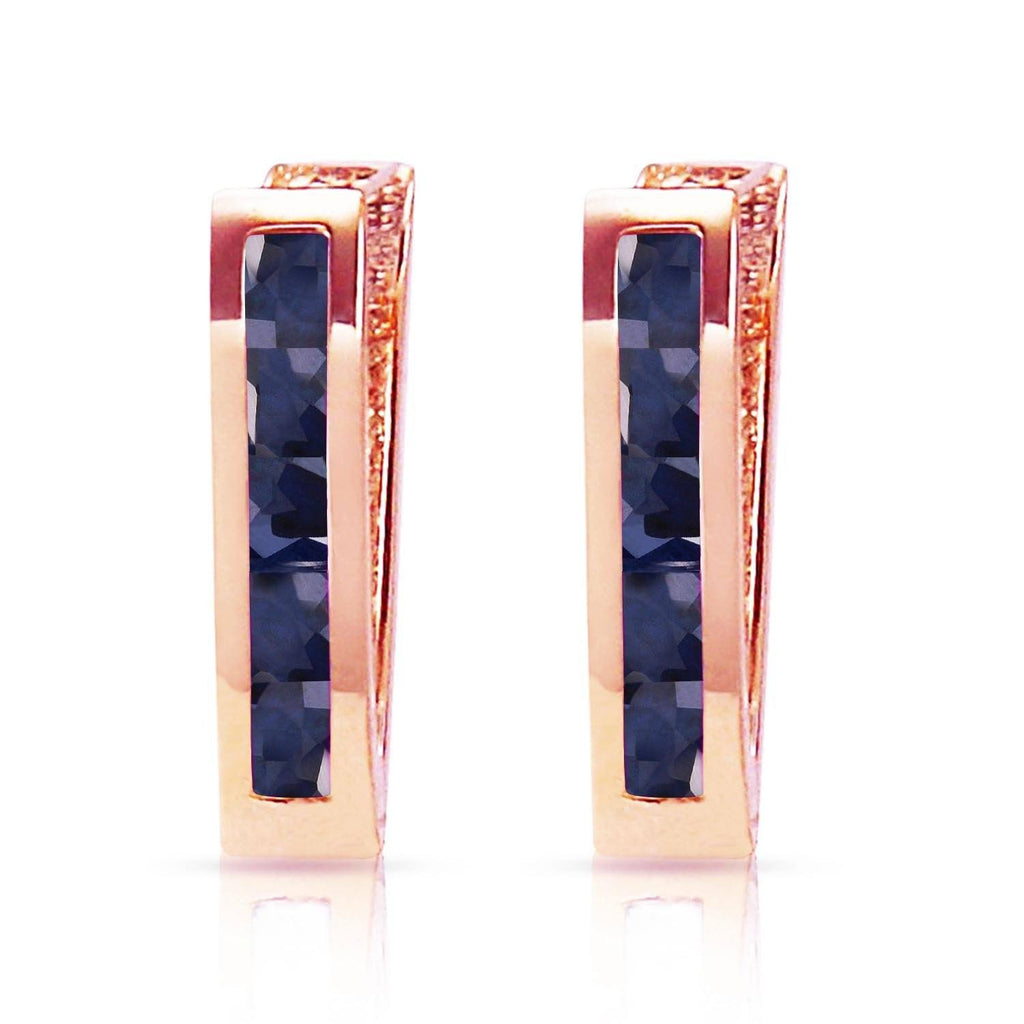 1.3 Carat 14K Rose Gold Oval Huggie Earrings Sapphire