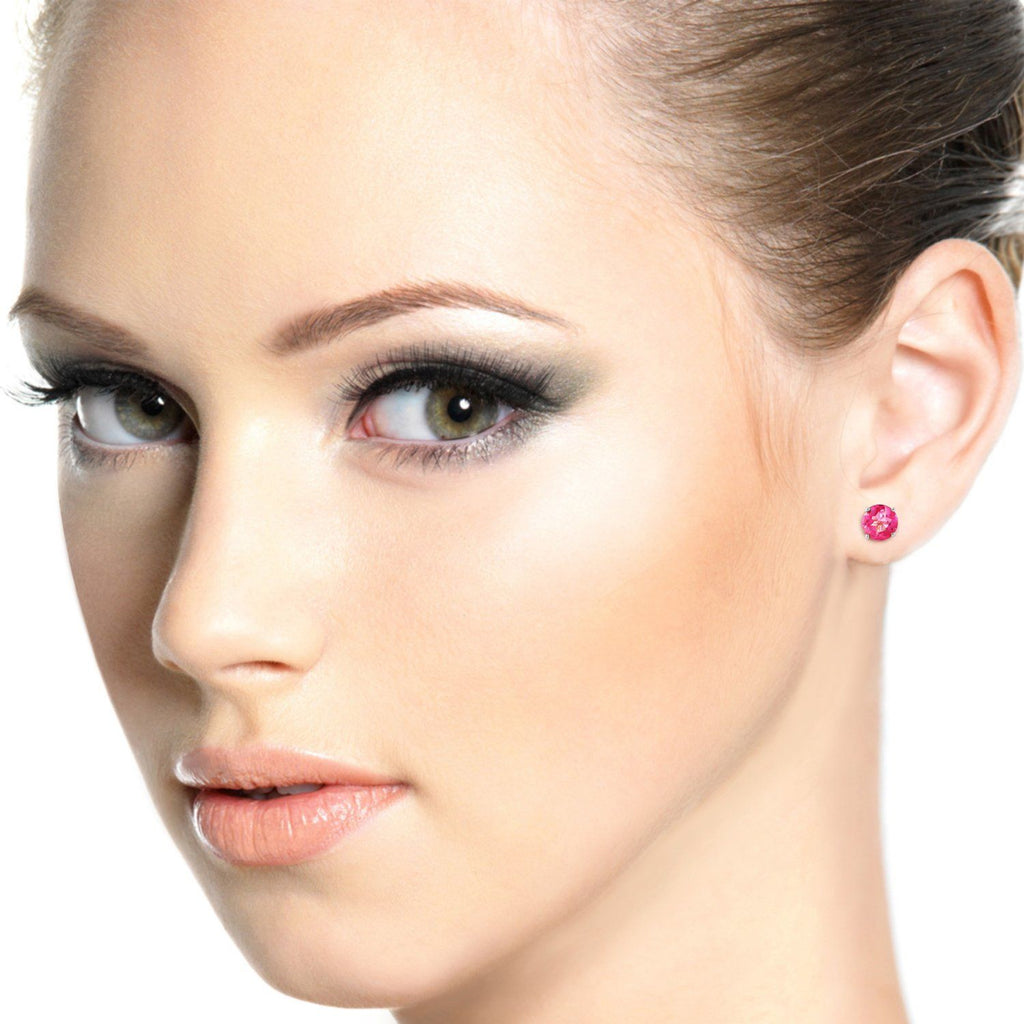 1.3 Carat 14K Rose Gold Spotlight Pink Topaz Stud Earrings