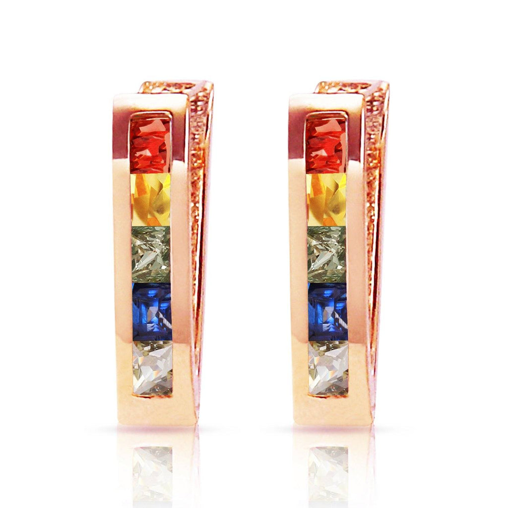 1.3 Carat 14K White Gold Huggie Earrings Multicolor Sapphire