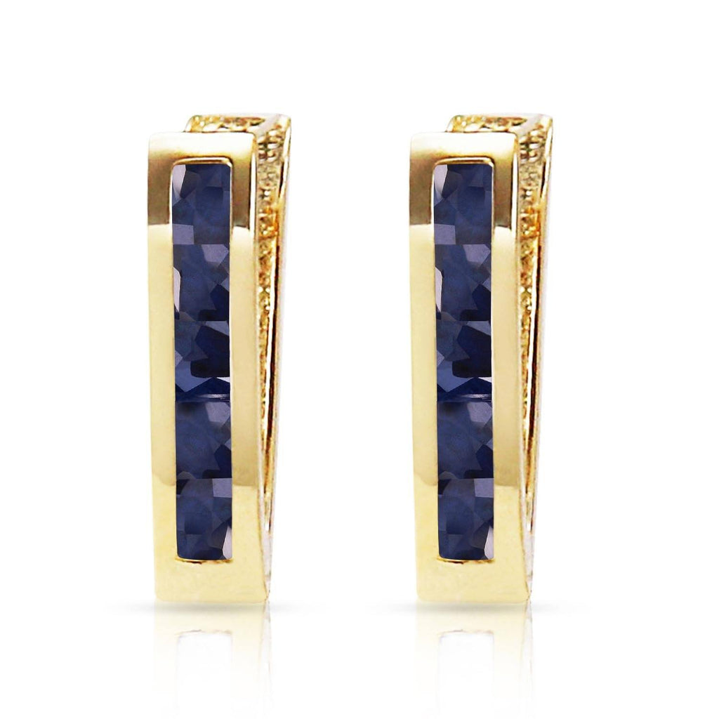 1.3 Carat 14K White Gold Oval Huggie Earrings Sapphire