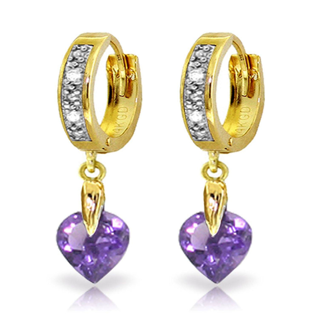1.77 Carat 14K Gold Monaco Amethyst Diamond Earrings