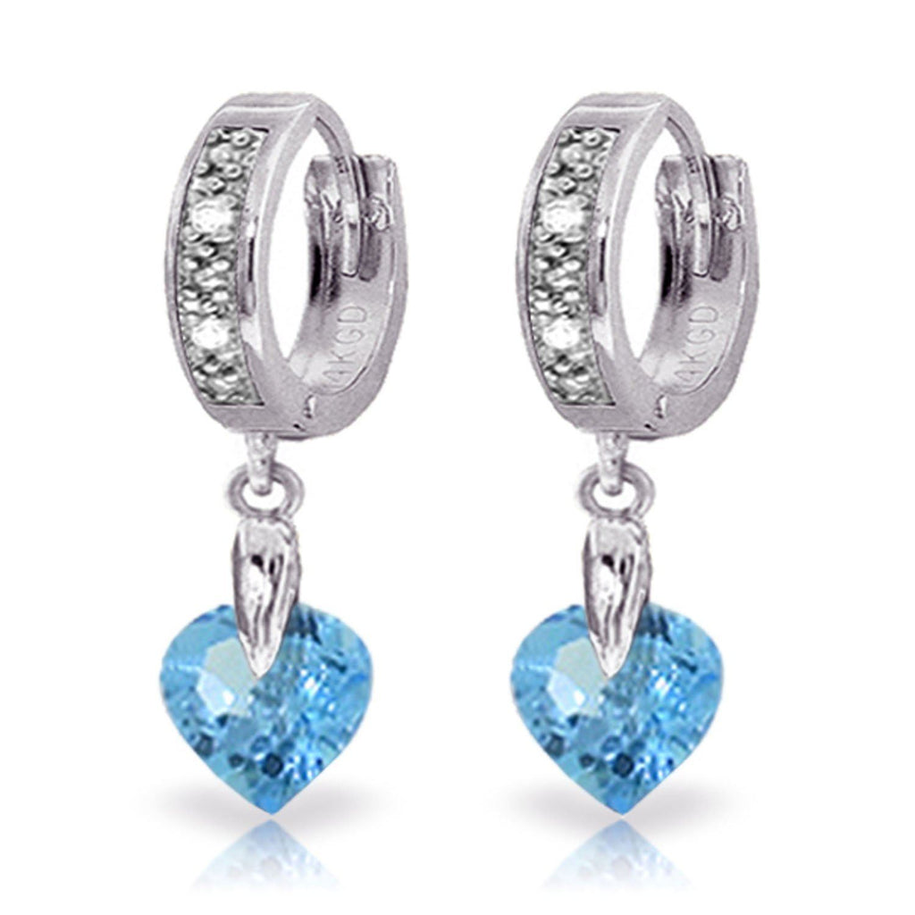 1.77 Carat 14K Gold Monaco Blue Topaz Diamond Earrings