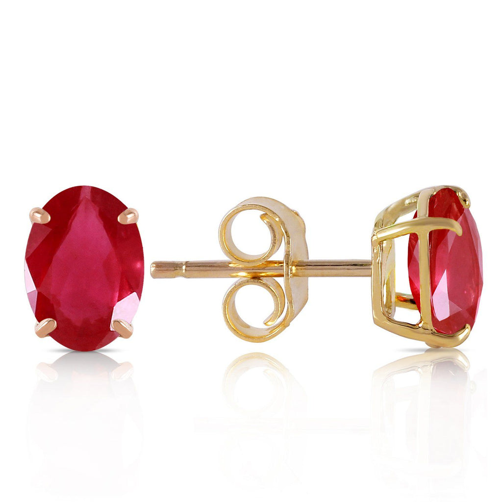 1.8 Carat 14K Gold Stud Earrings Natural Ruby