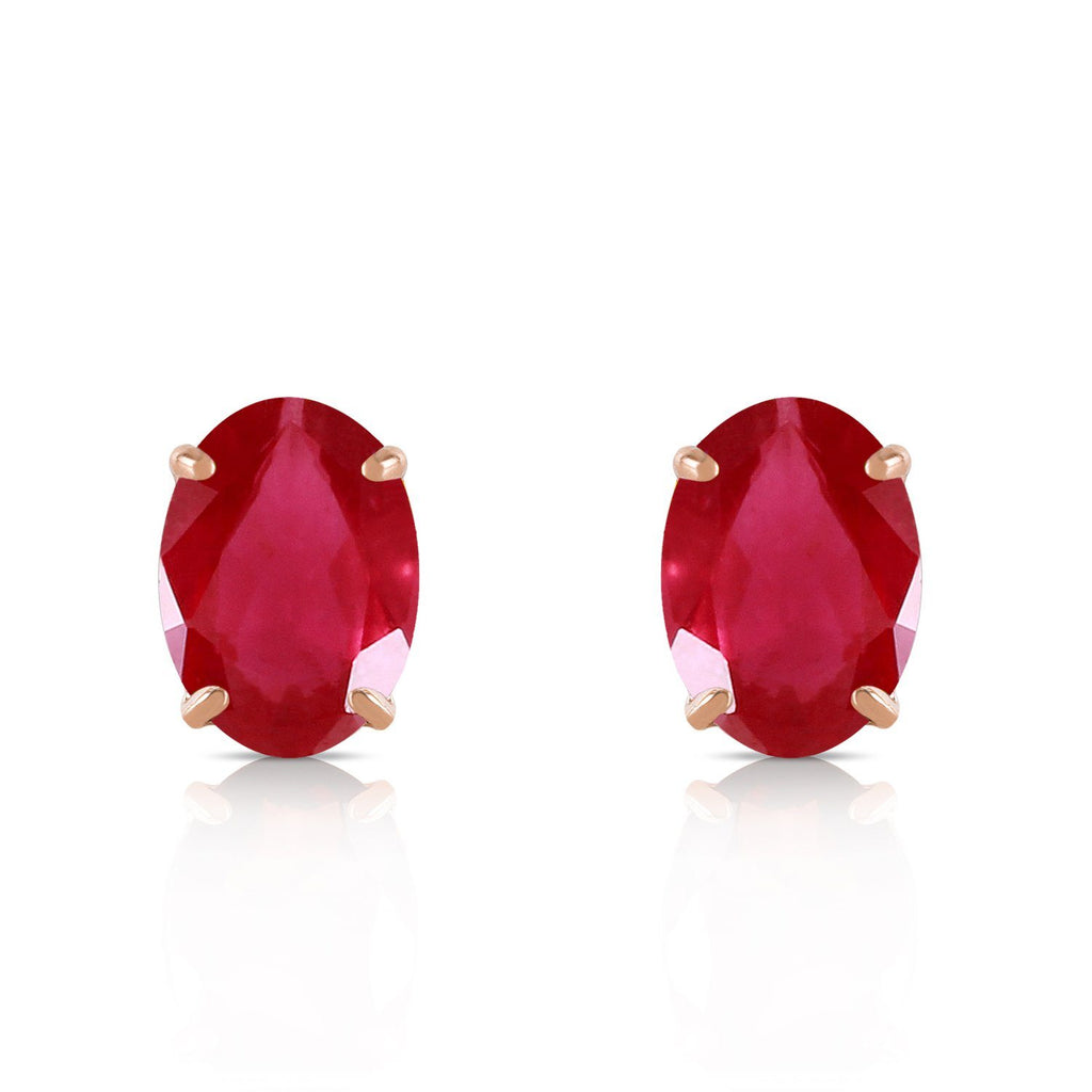 1.8 Carat 14K Rose Gold Stud Earrings Natural Ruby