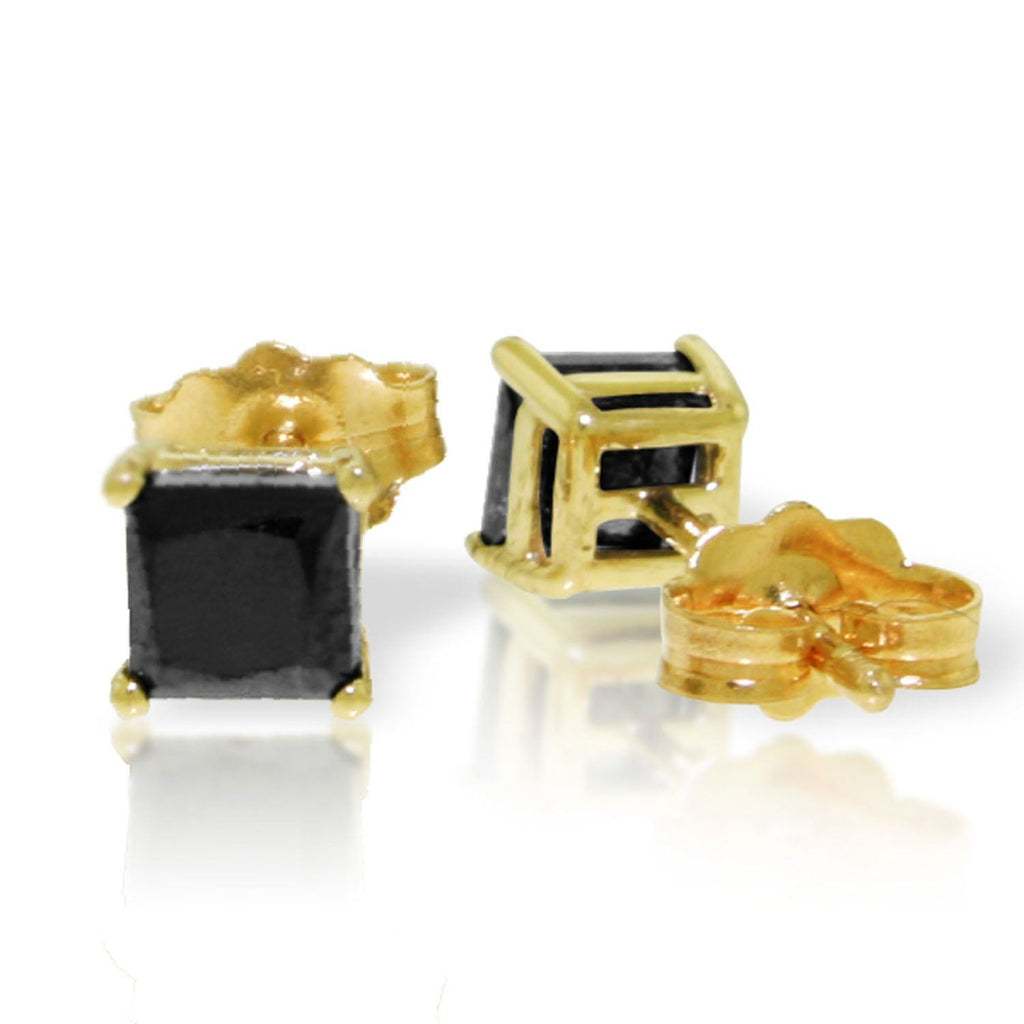 1 Carat 14K Rose Gold Stud Earrings Natural Black Diamond