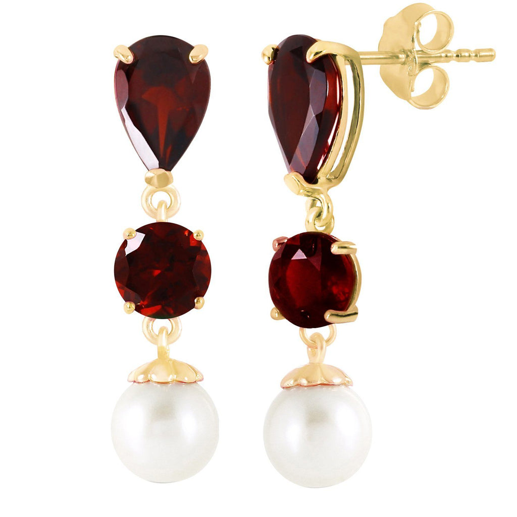 10.5 Carat 14K Rose Gold Chandelier Earrings Garnet Pearl