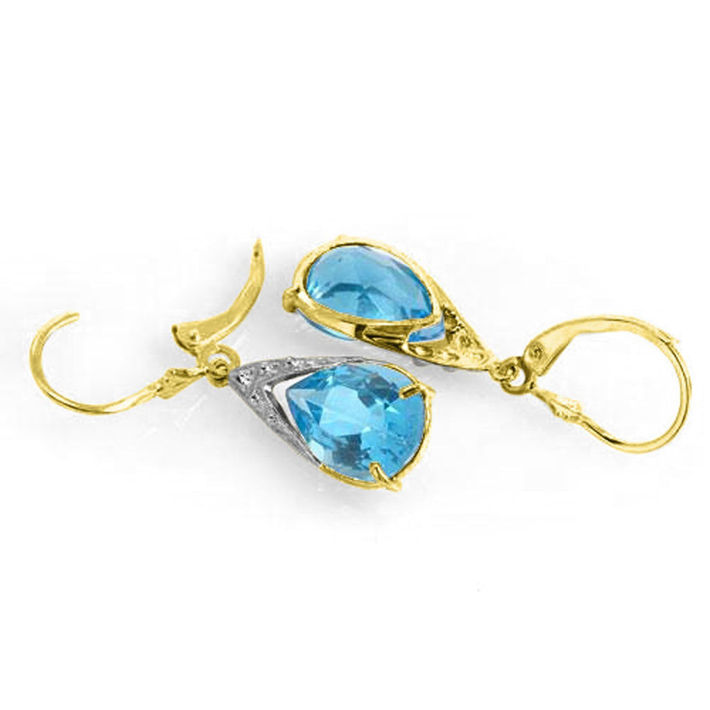 12 Carat 14K Gold Bluette Blue Topaz Earrings
