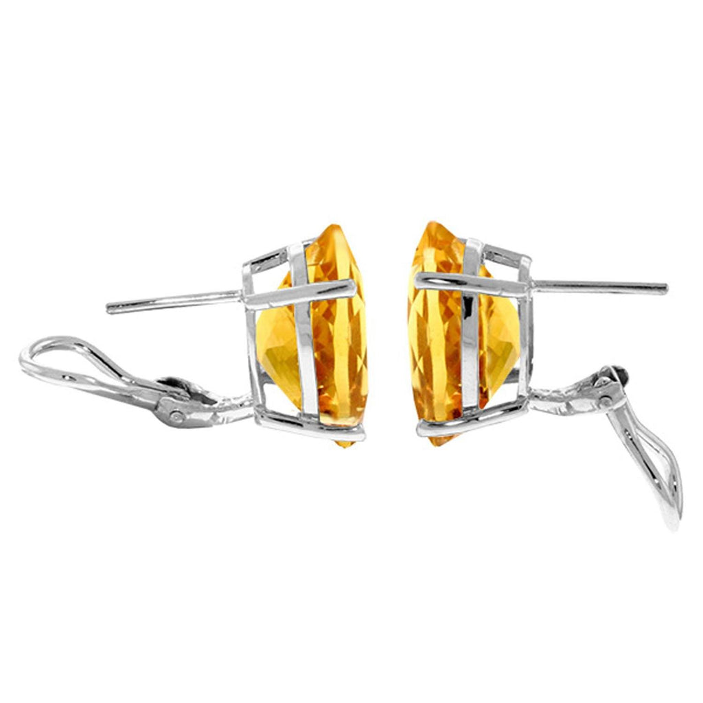 13 Carat 14K White Gold French Clips Earrings Natural Citrine