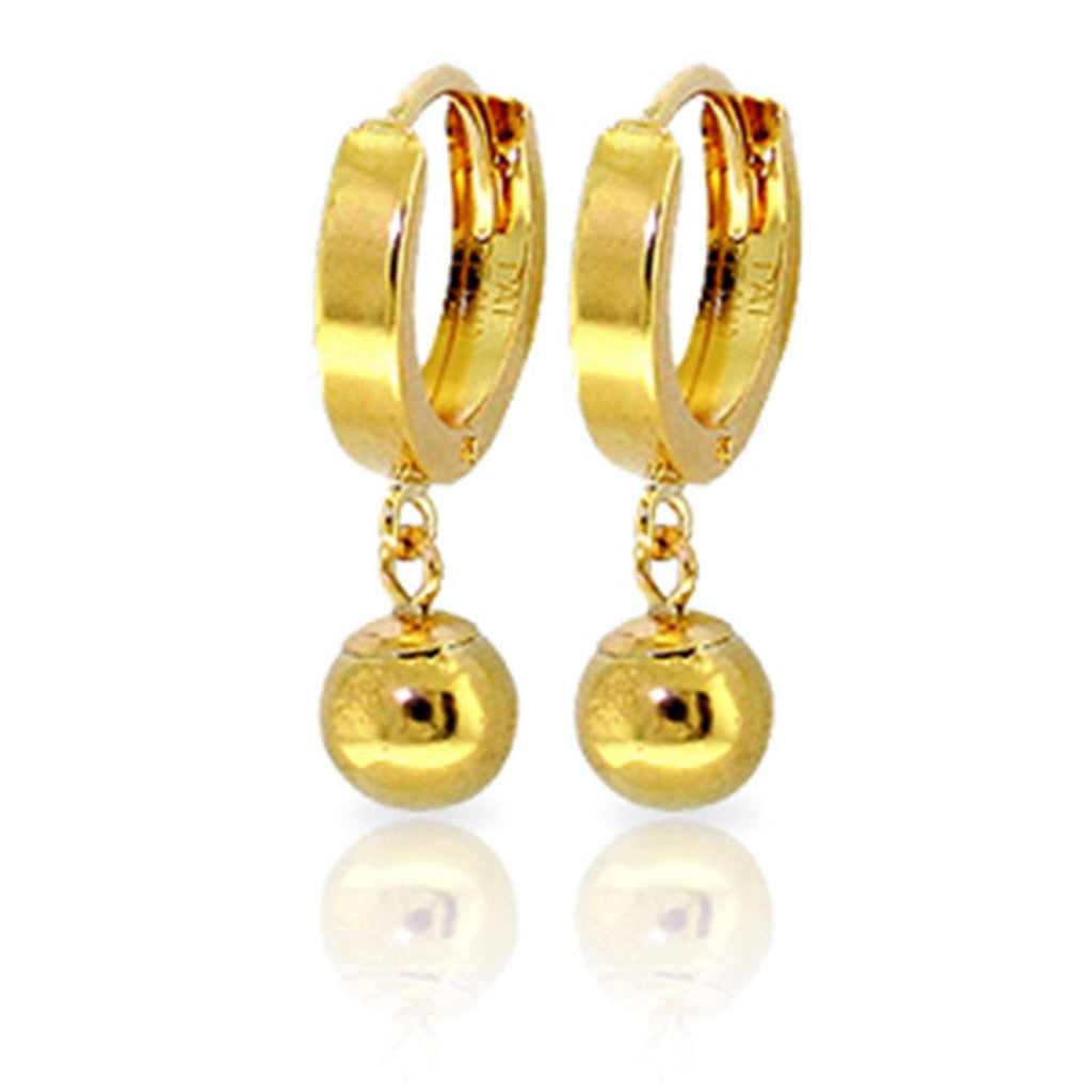 14K Gold Hoop Earrings Ball Dangling