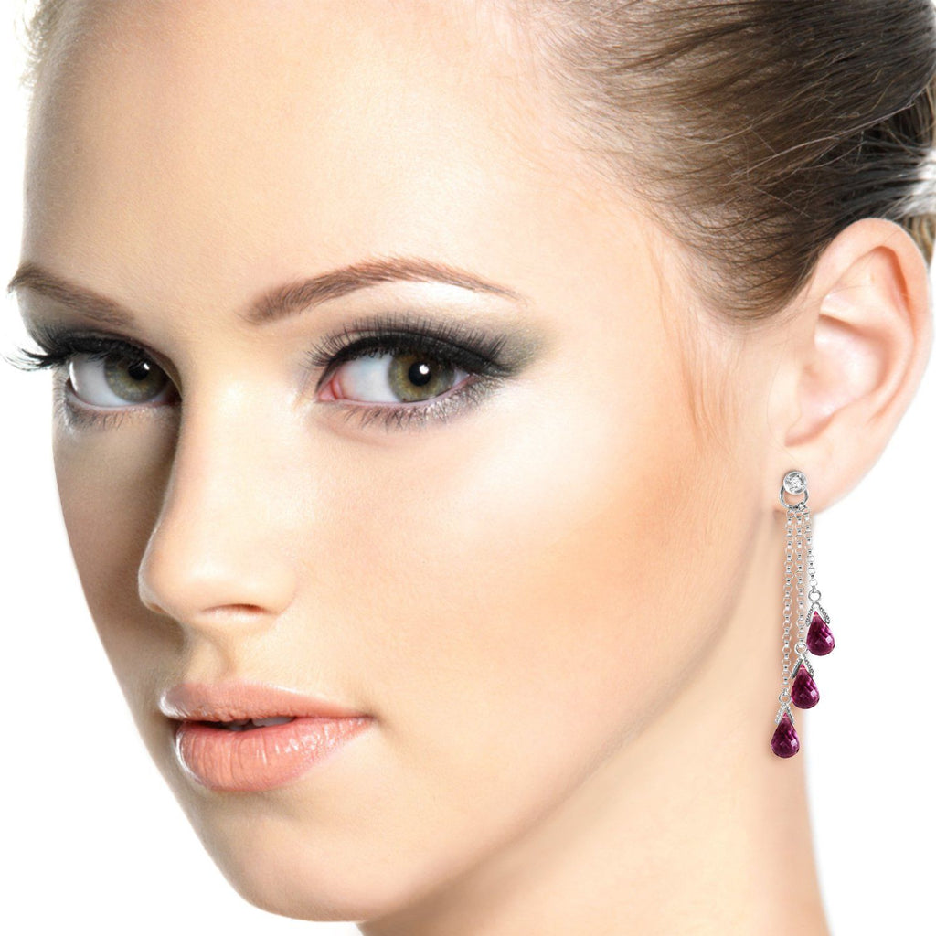 14K Rose Gold Chandelier Diamond/Amethyst Earrings