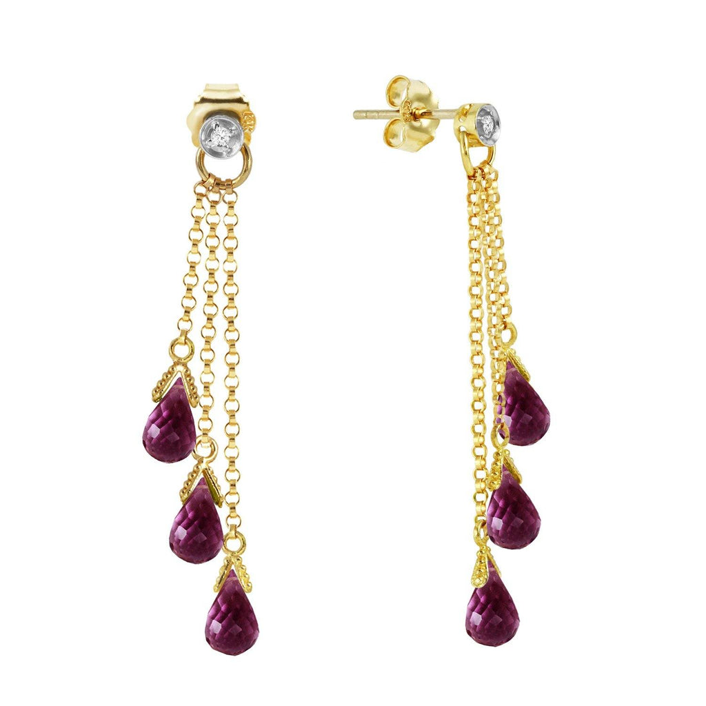 14K Rose Gold Chandelier Diamond/Amethyst Earrings