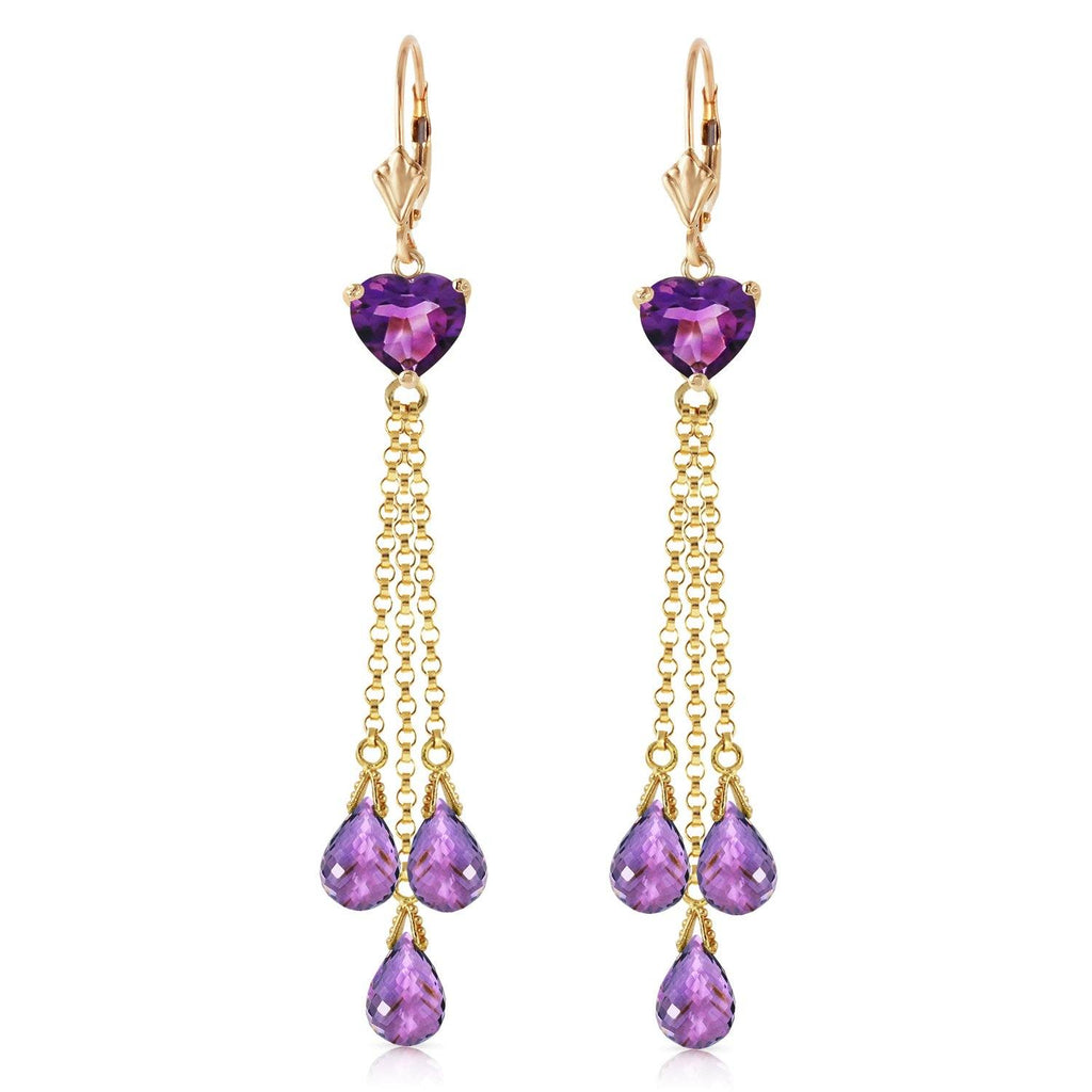 14K Rose Gold Chandelier Earrings w/ Briolette Amethyst