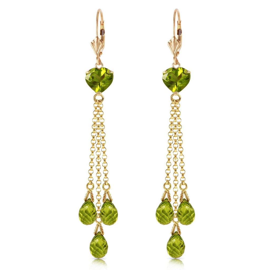 14K Rose Gold Chandelier Earrings w/ Briolette Peridots