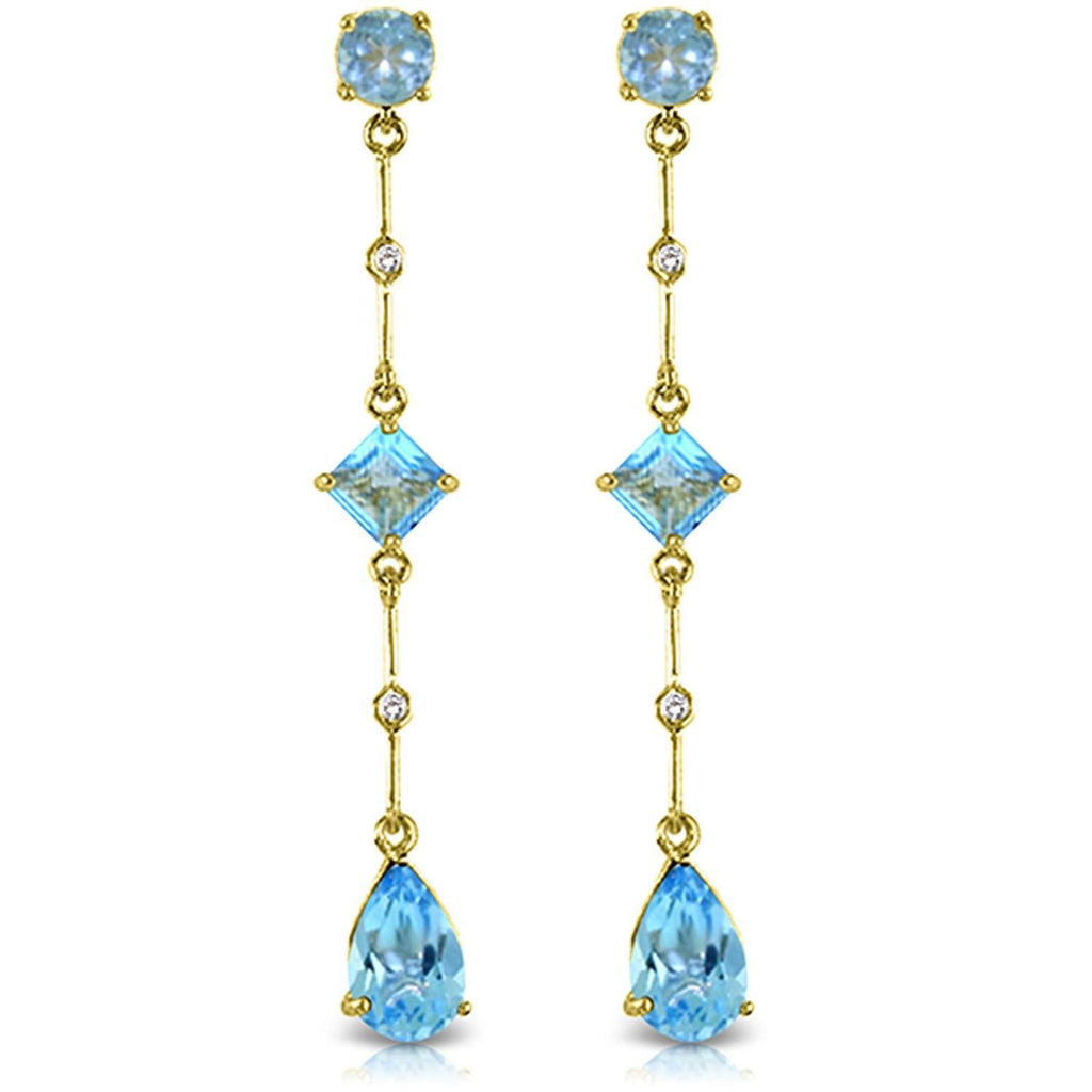 14K Rose Gold Chandelier Earrings w/ Diamond & Blue Topaz