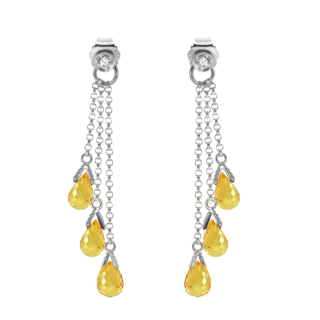 14K Rose Gold Chandelier Earrings w/ Diamonds & Citrines