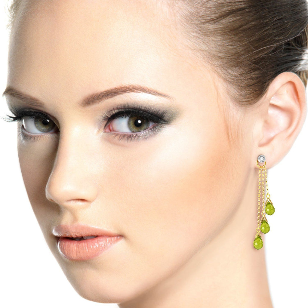 14K Rose Gold Chandelier Earrings w/ Diamonds & Peridots
