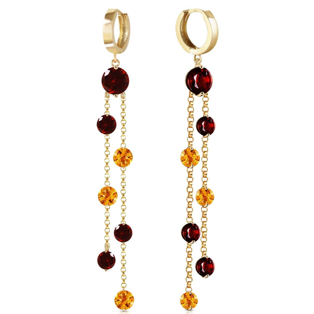 14K Rose Gold Chandelier Earrings w/ Garnets & Citrines