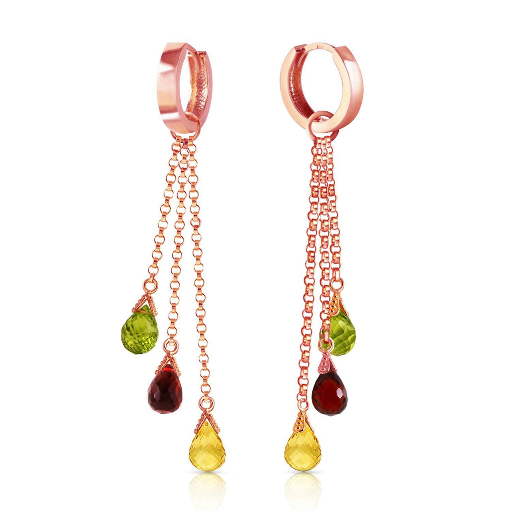 14K Rose Gold Chandelier Earrings w/ Multi Gemstones