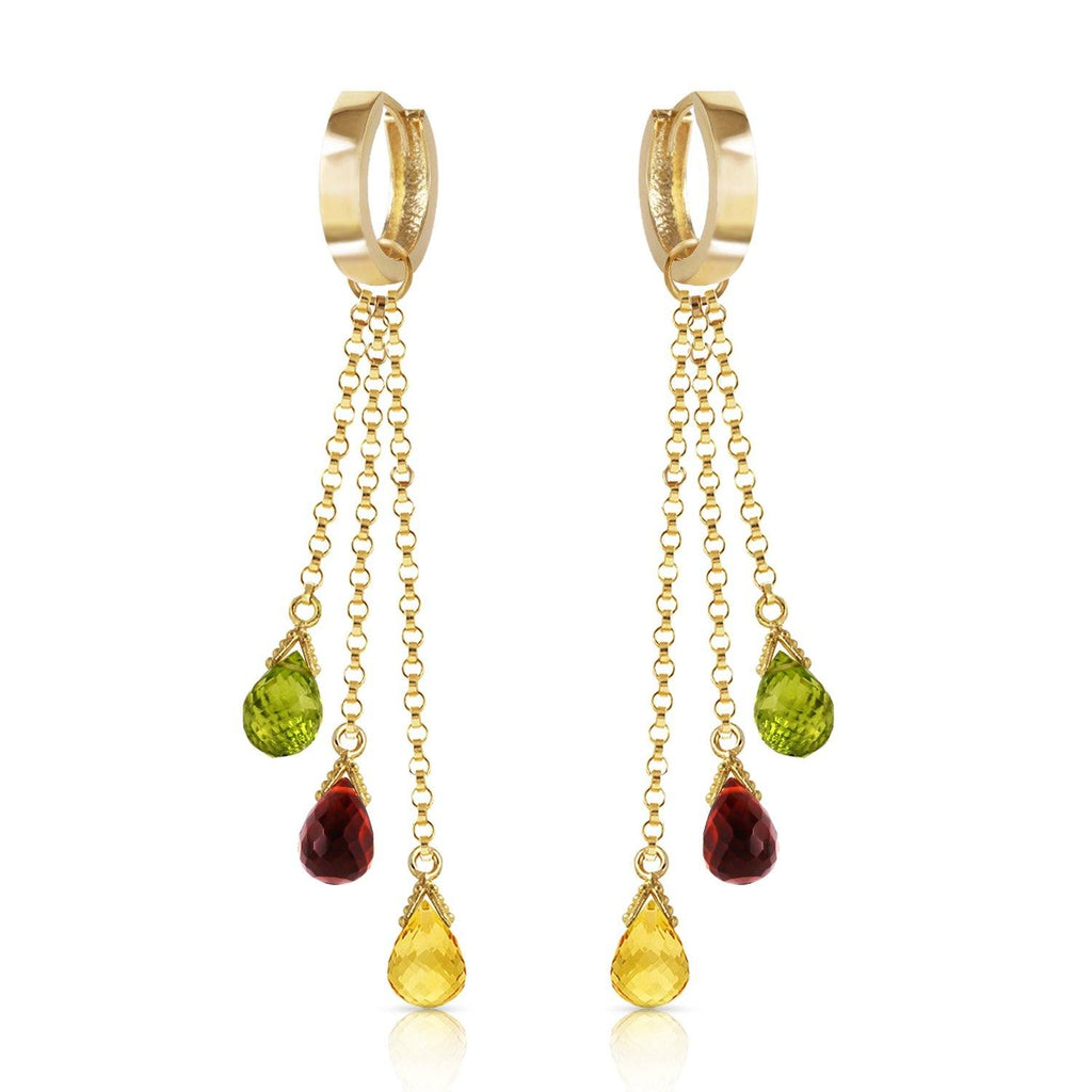 14K Rose Gold Chandelier Earrings w/ Multi Gemstones