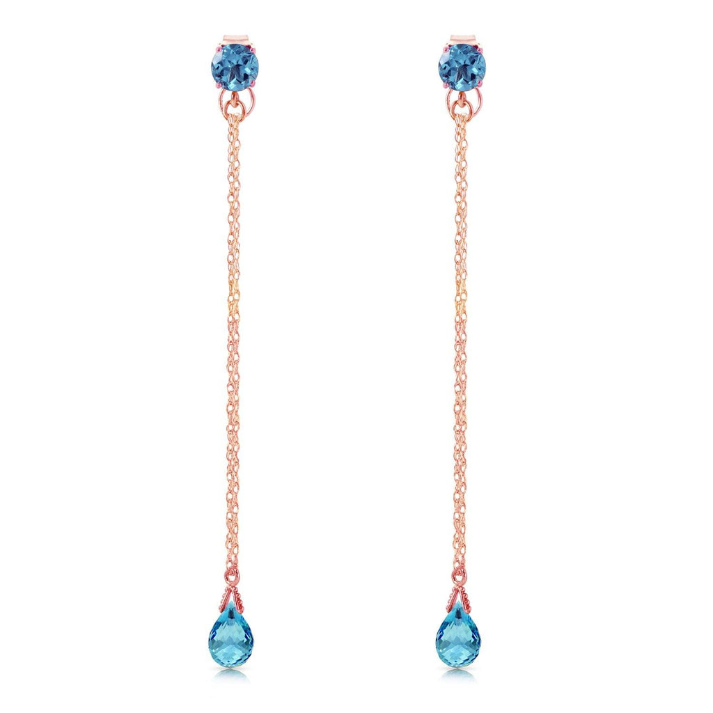 14K Rose Gold Chandelier Simple Blue Topaz Earrings