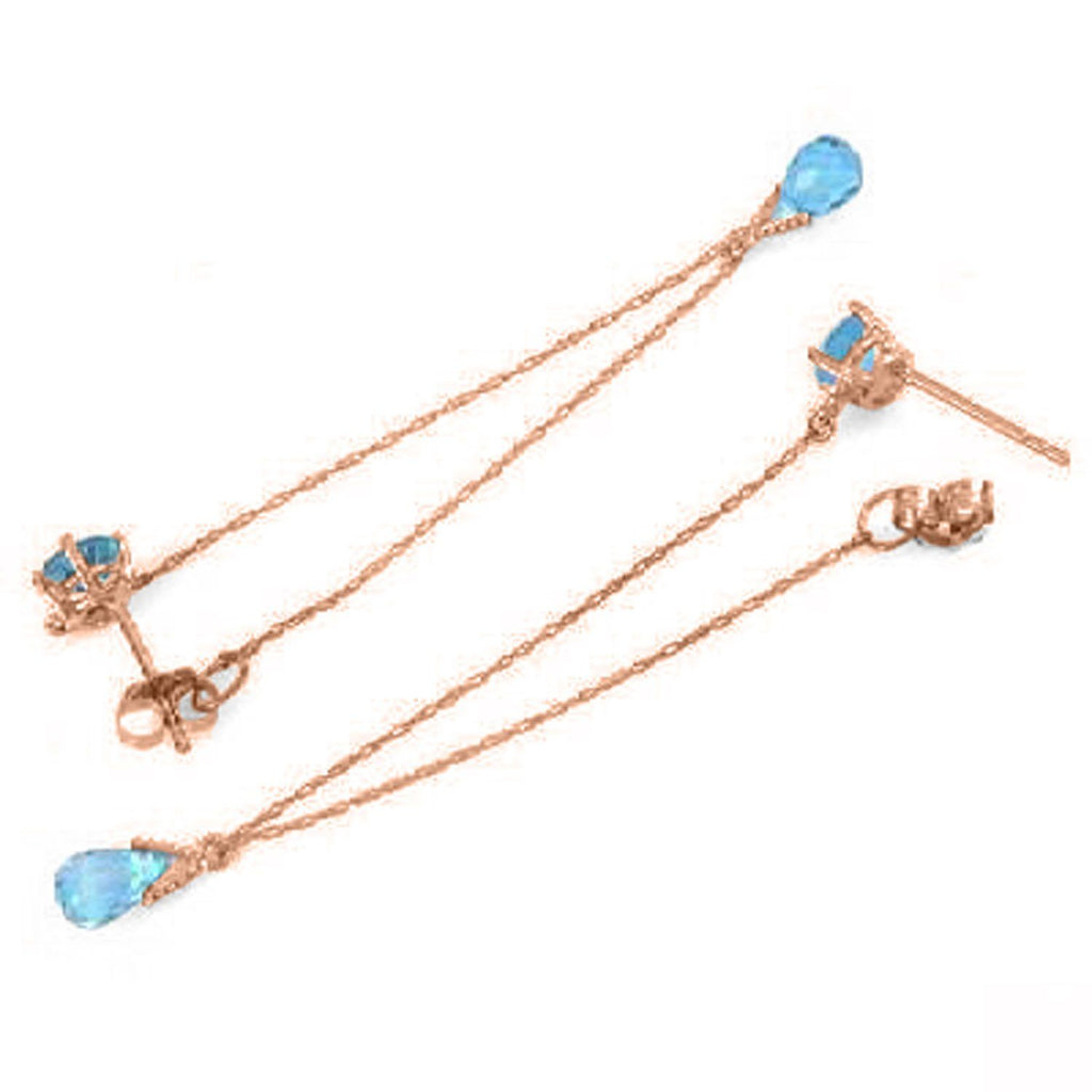 14K Rose Gold Chandelier Simple Blue Topaz Earrings