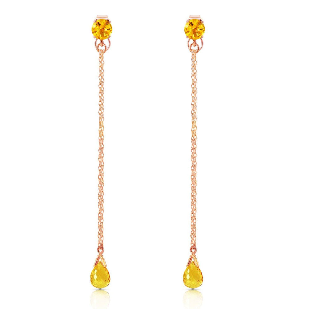 14K Rose Gold Chandelier Simple Citrine Earrings