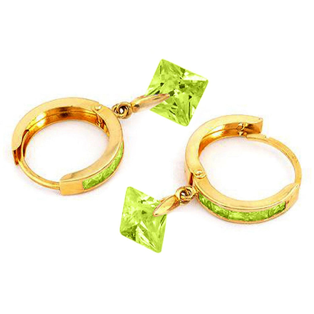 14K Rose Gold Dangling Green Cubic Zirconia Hoop Earrings
