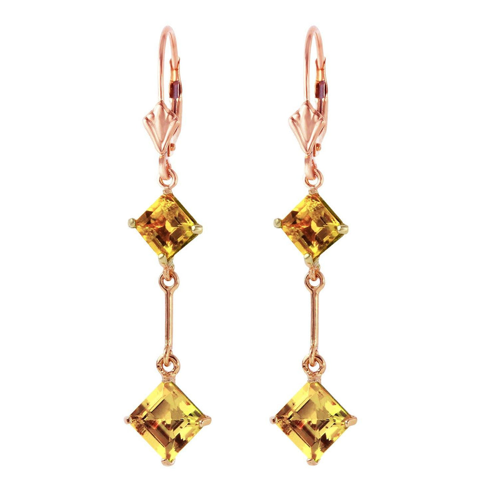 14K Rose Gold Leverback Earrings Citrine Jewelry