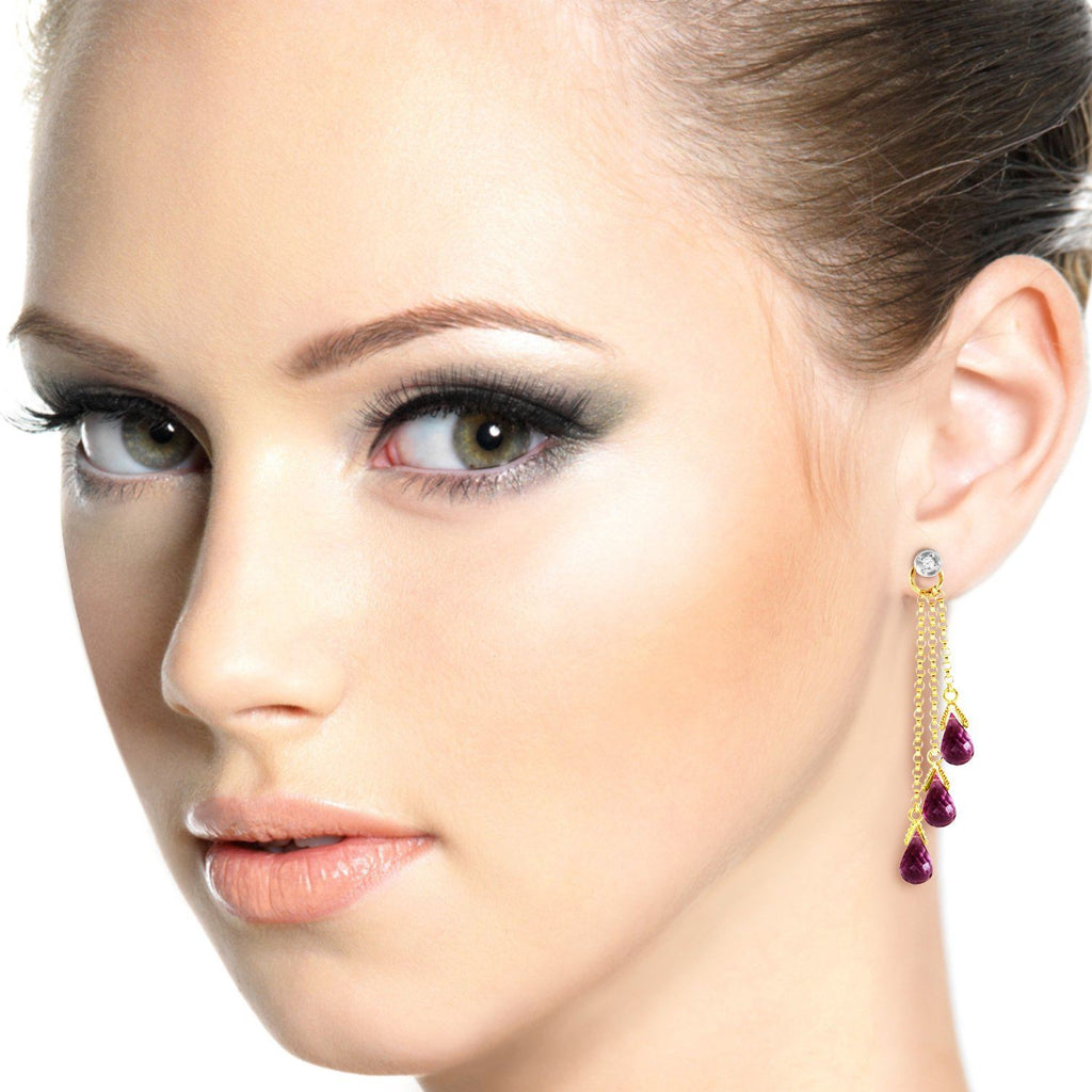 14K White Gold Chandelier Earrings Diamond & Amethyst Certified