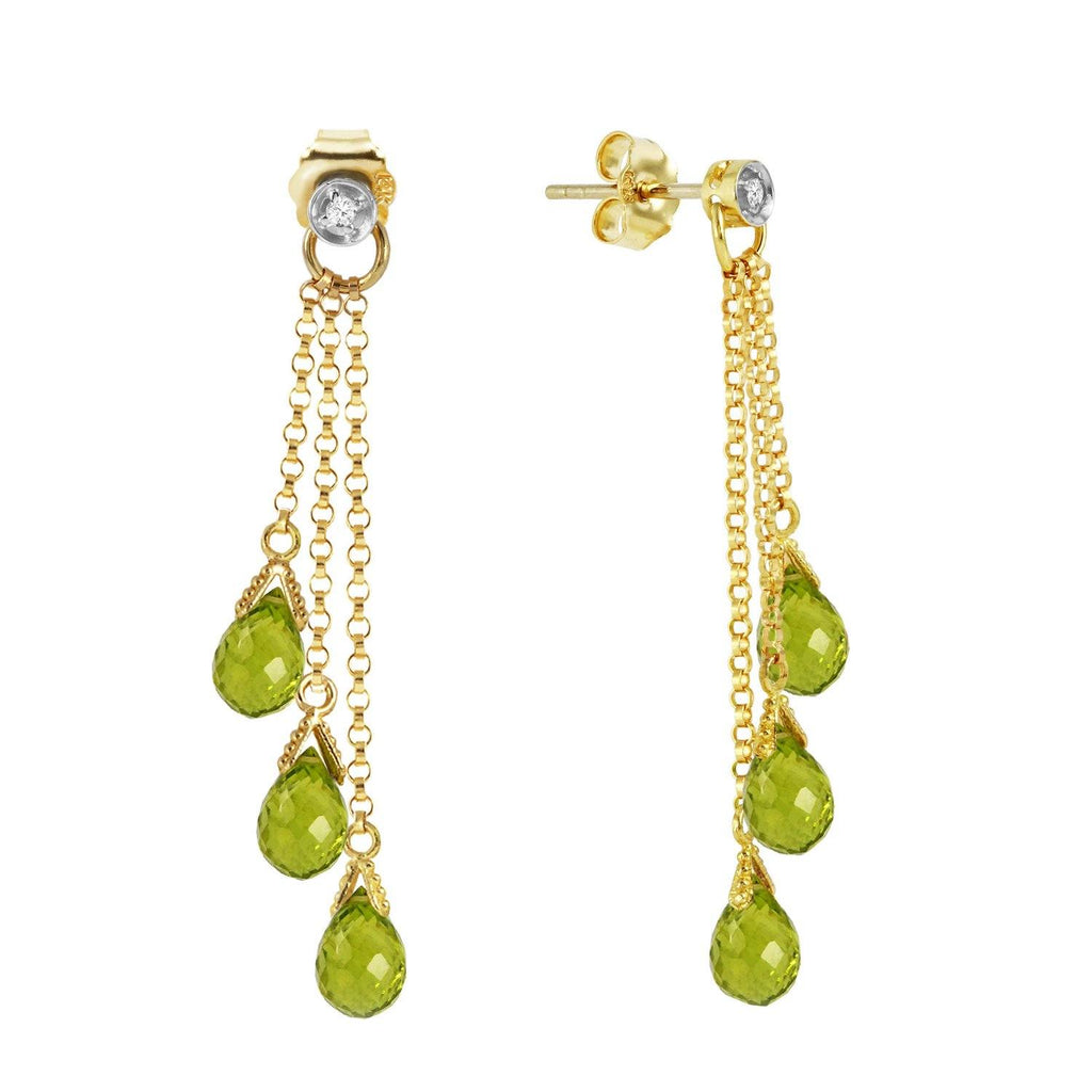 14K White Gold Chandelier Earrings w/ Diamonds & Peridots