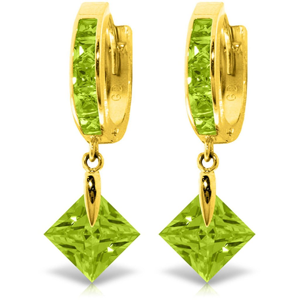 14K White Gold Dangling Green Cubic Zirconia Hoop Earrings