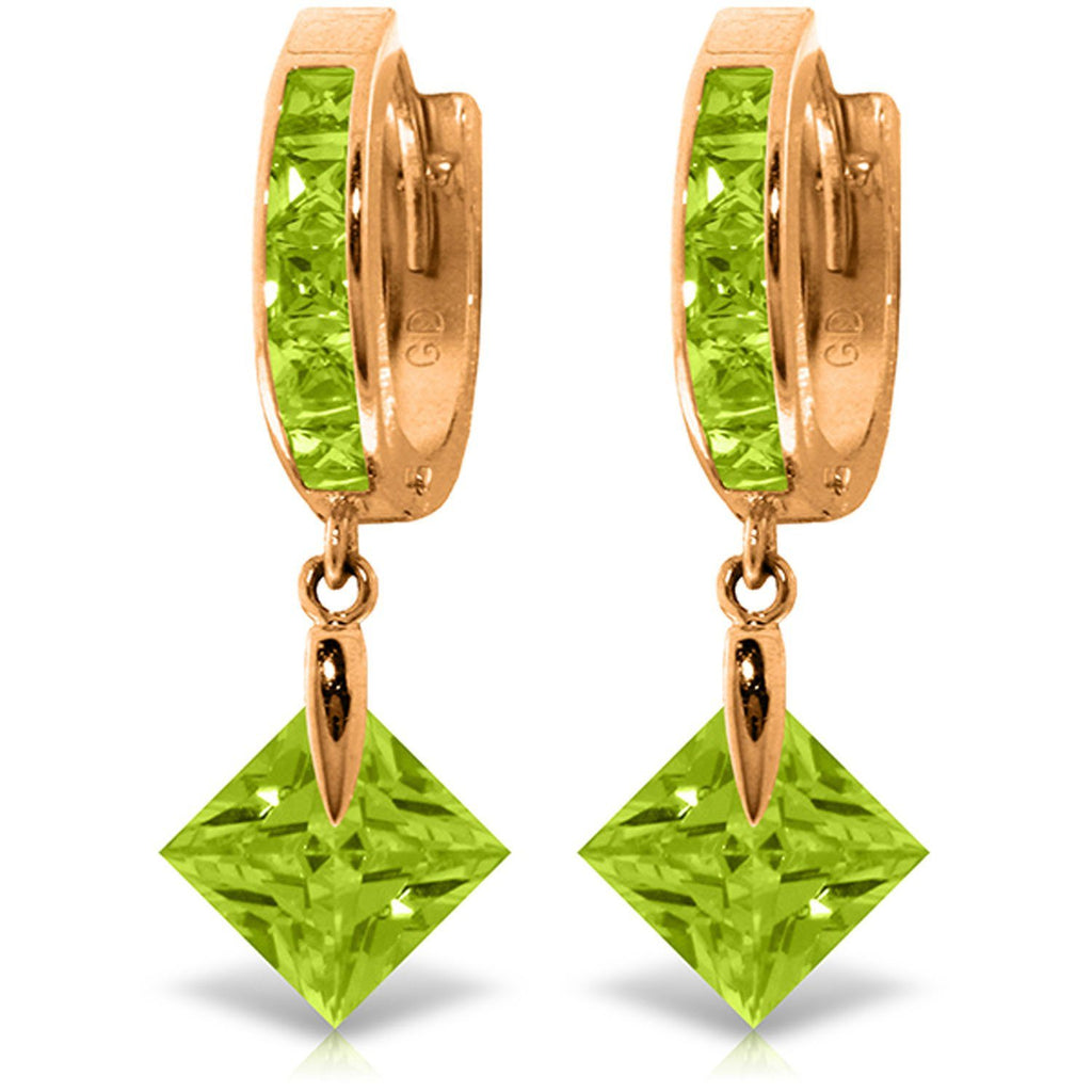 14K White Gold Dangling Green Cubic Zirconia Hoop Earrings