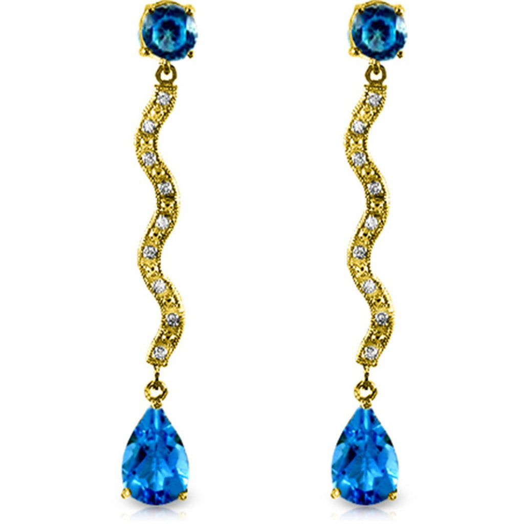 14K White Gold Earrings Diamond & Blue Topaz